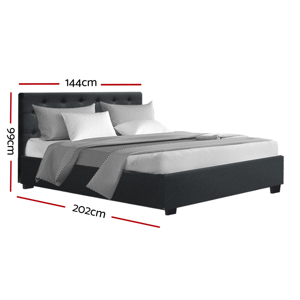 Artiss Bed Frame Double Size Gas Lift Base With Storage Charcoal Fabric Vila Collection