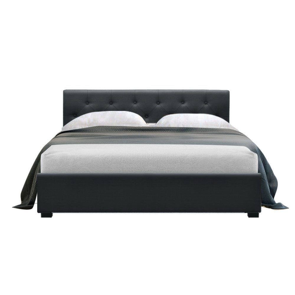 Artiss Bed Frame Double Size Gas Lift Base With Storage Charcoal Fabric Vila Collection
