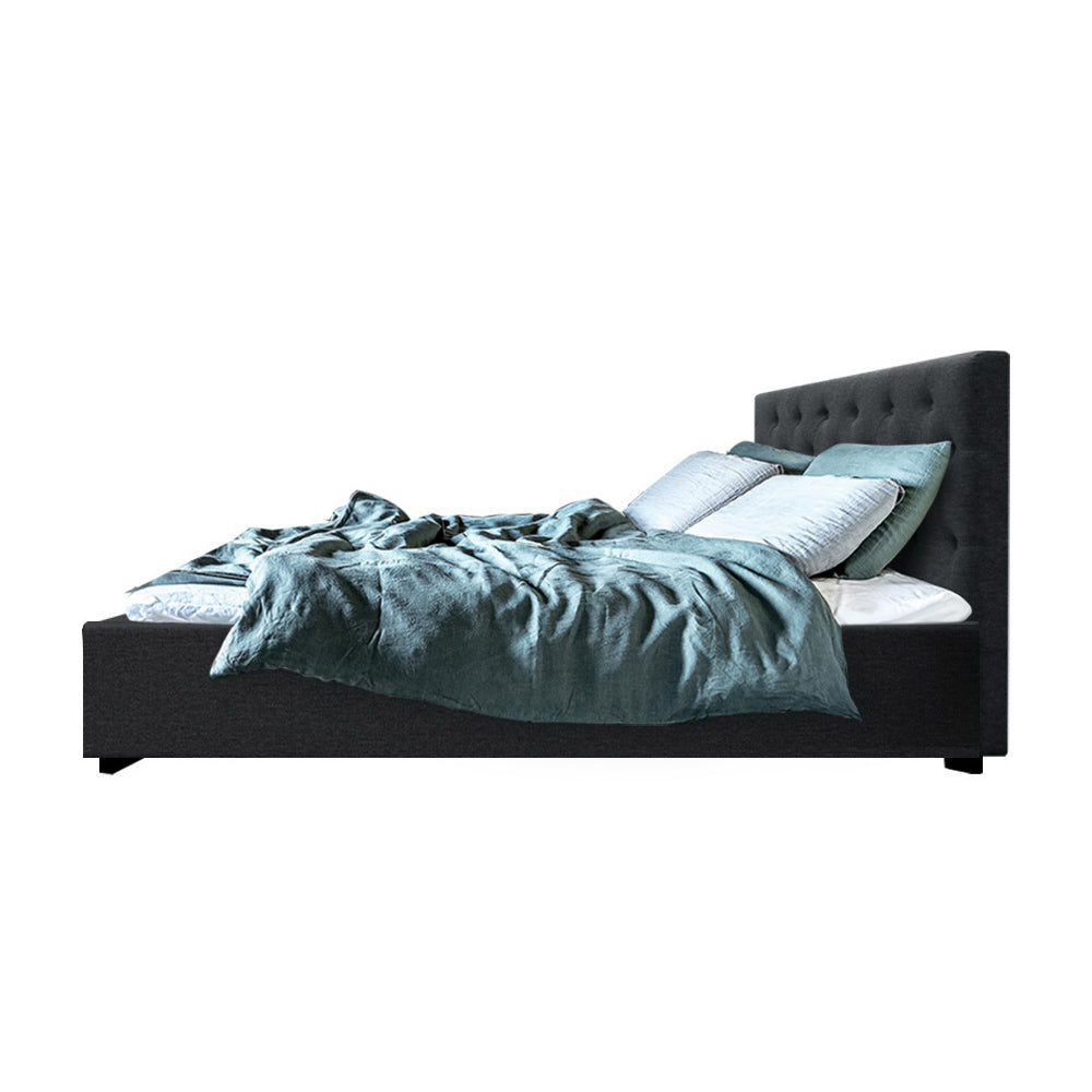 Artiss Bed Frame Double Size Gas Lift Base With Storage Charcoal Fabric Vila Collection