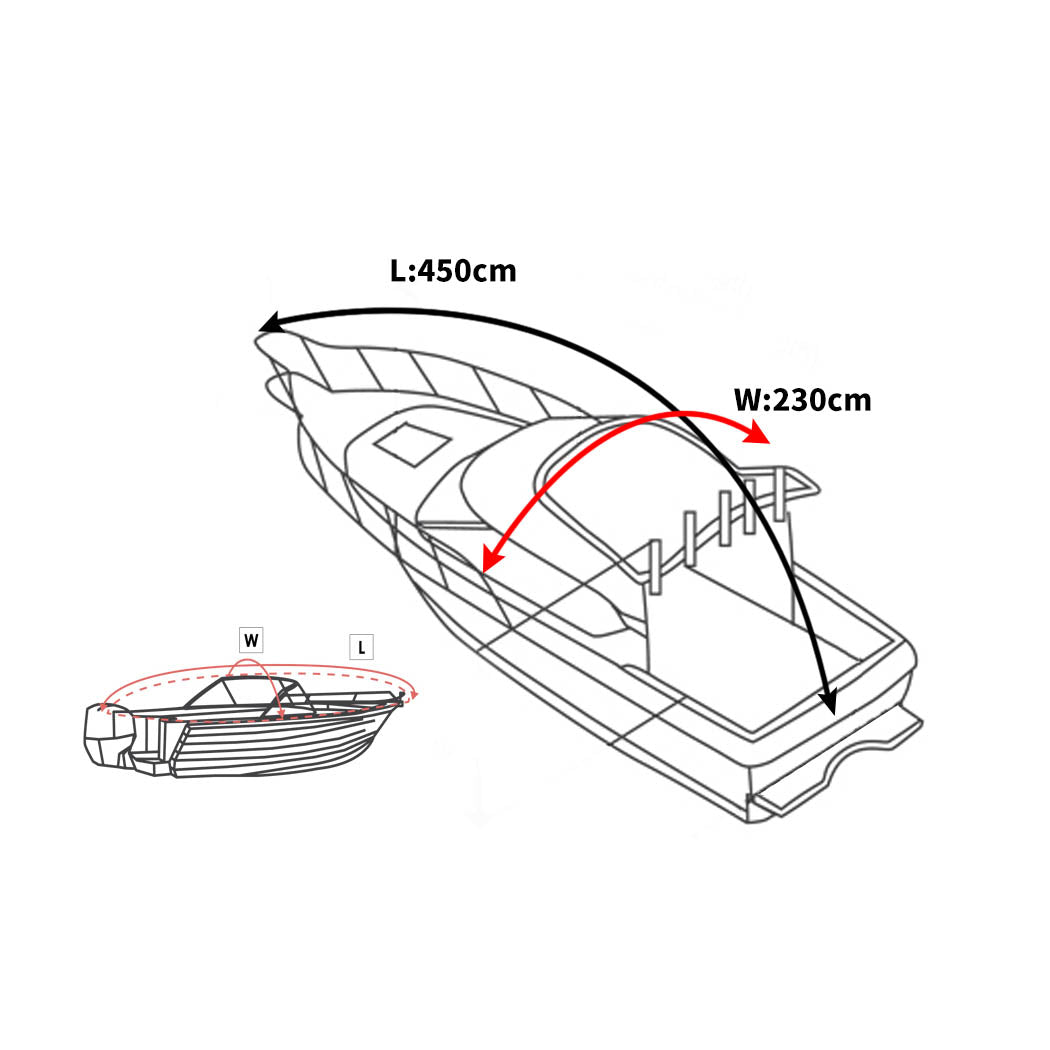 12-14 FT Boat Cover Trailerable Weatherproof 600D Jumbo Marine Heavy Duty