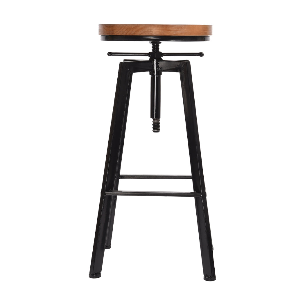 2x Levede Industrial Bar Stools Kitchen Stool Wooden Barstools Swivel Chiars