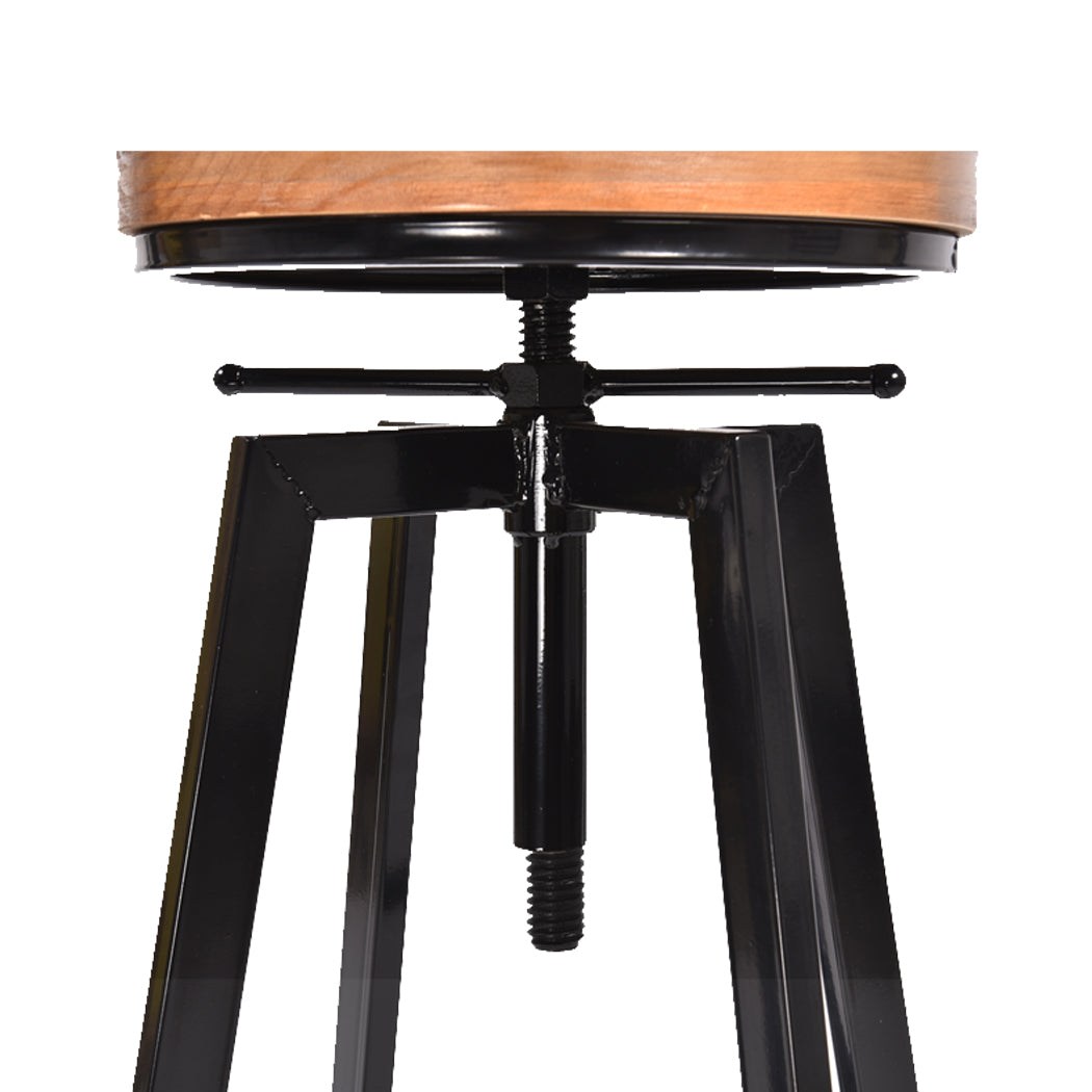 2x Levede Industrial Bar Stools Kitchen Stool Wooden Barstools Swivel Chiars