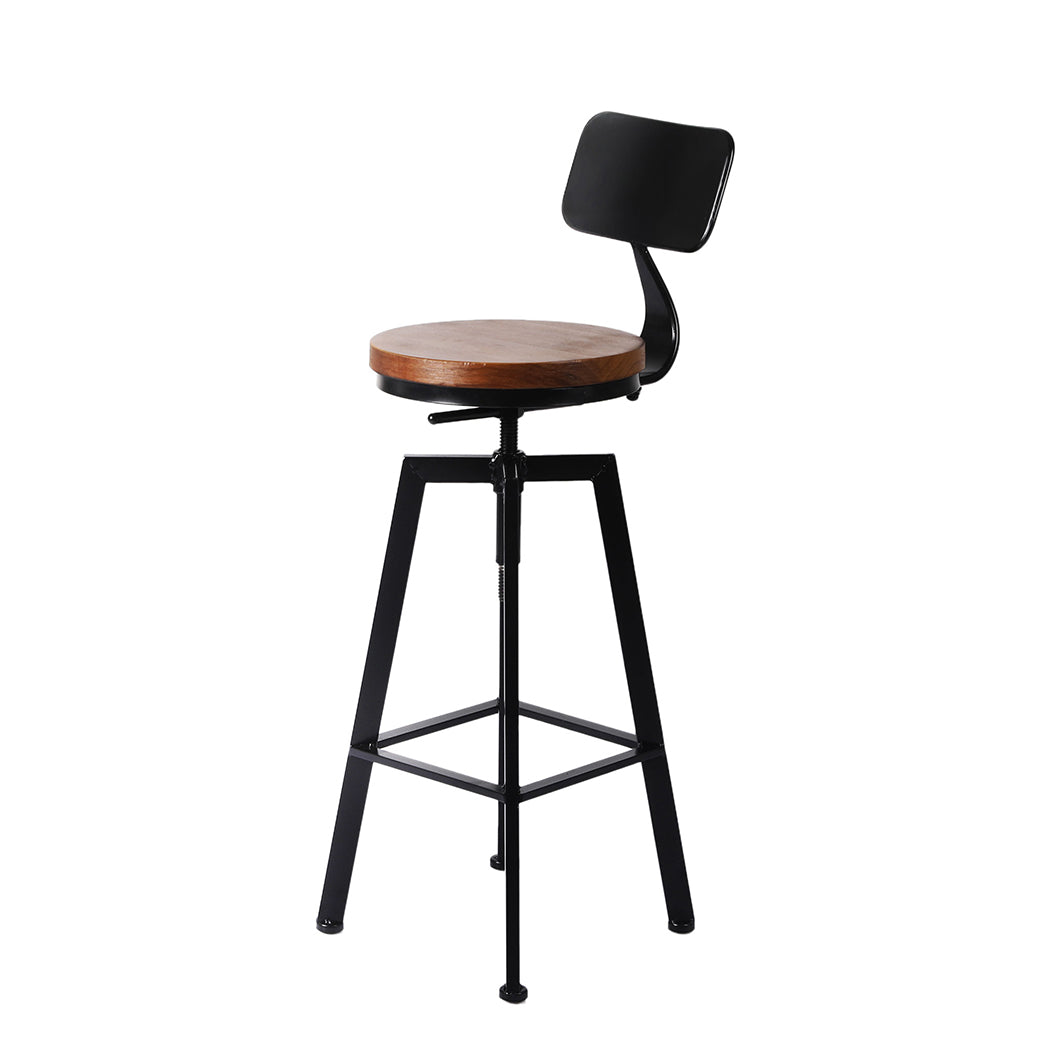 Levede Industrial Bar Stools Kitchen Stool Wooden Barstools Swivel Vintage Chair