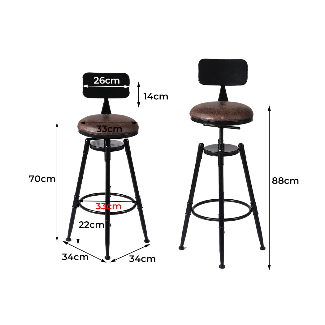 Levede Industrial Bar Stools Kitchen Stool PU Leather Barstools Swivel Chair