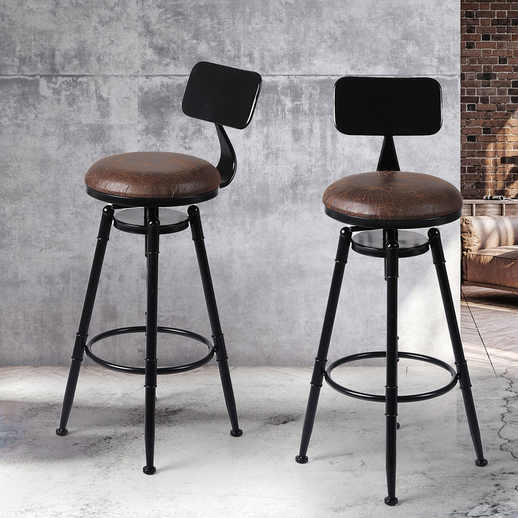 Levede Industrial Bar Stools Kitchen Stool PU Leather Barstools Swivel Chair