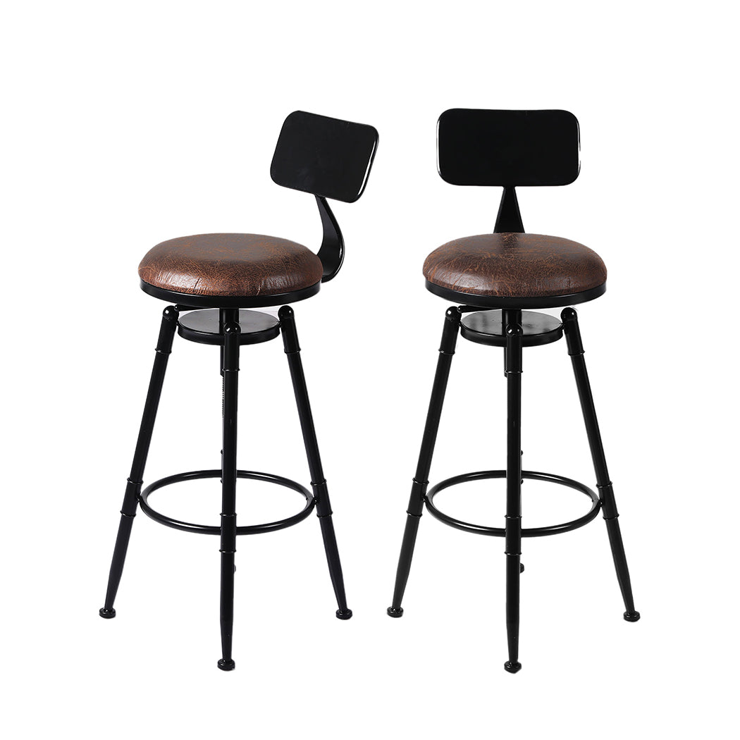 Levede Industrial Bar Stools Kitchen Stool PU Leather Barstools Swivel Chair