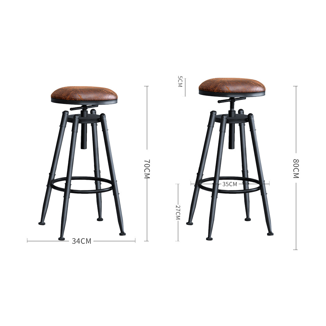 4x Levede Rustic Industrial Bar Stool Kitchen Stool Barstool Swivel Dining Chair