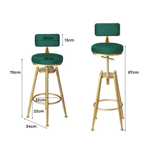 Levede 1x Bar Stools Kitchen Stool Chair Swivel Barstools Velvet Padded Seat