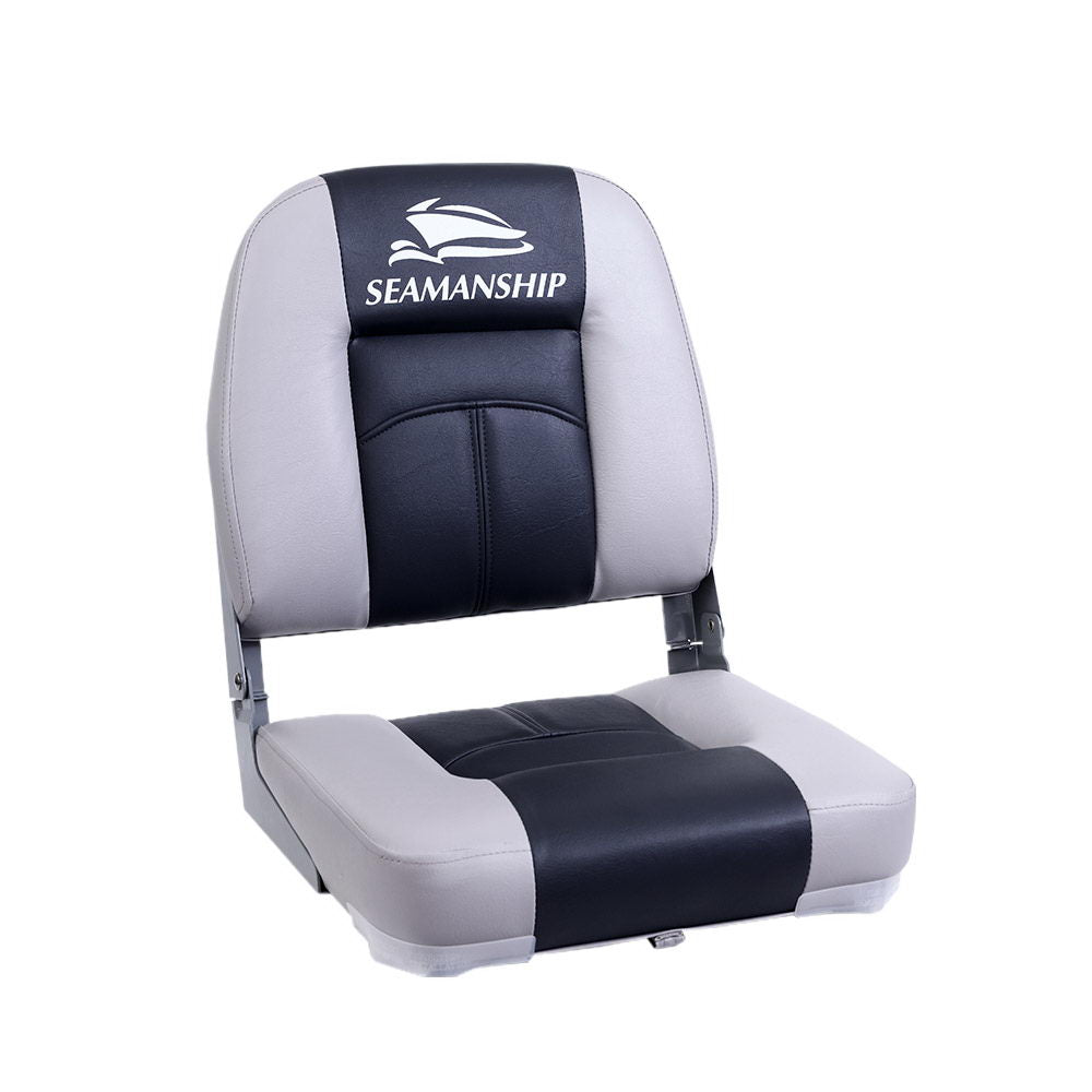 Seamanship Set of 2 Folding Boat Seats Seat Marine Seating Set Swivels All Weather Charcoal &amp; Grey