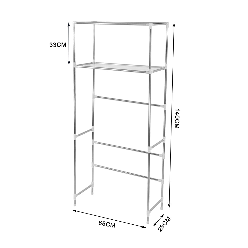 2 Tier Toilet Bathroom Laundry Washing Machine Storage Rack Shelf Unit Organizer