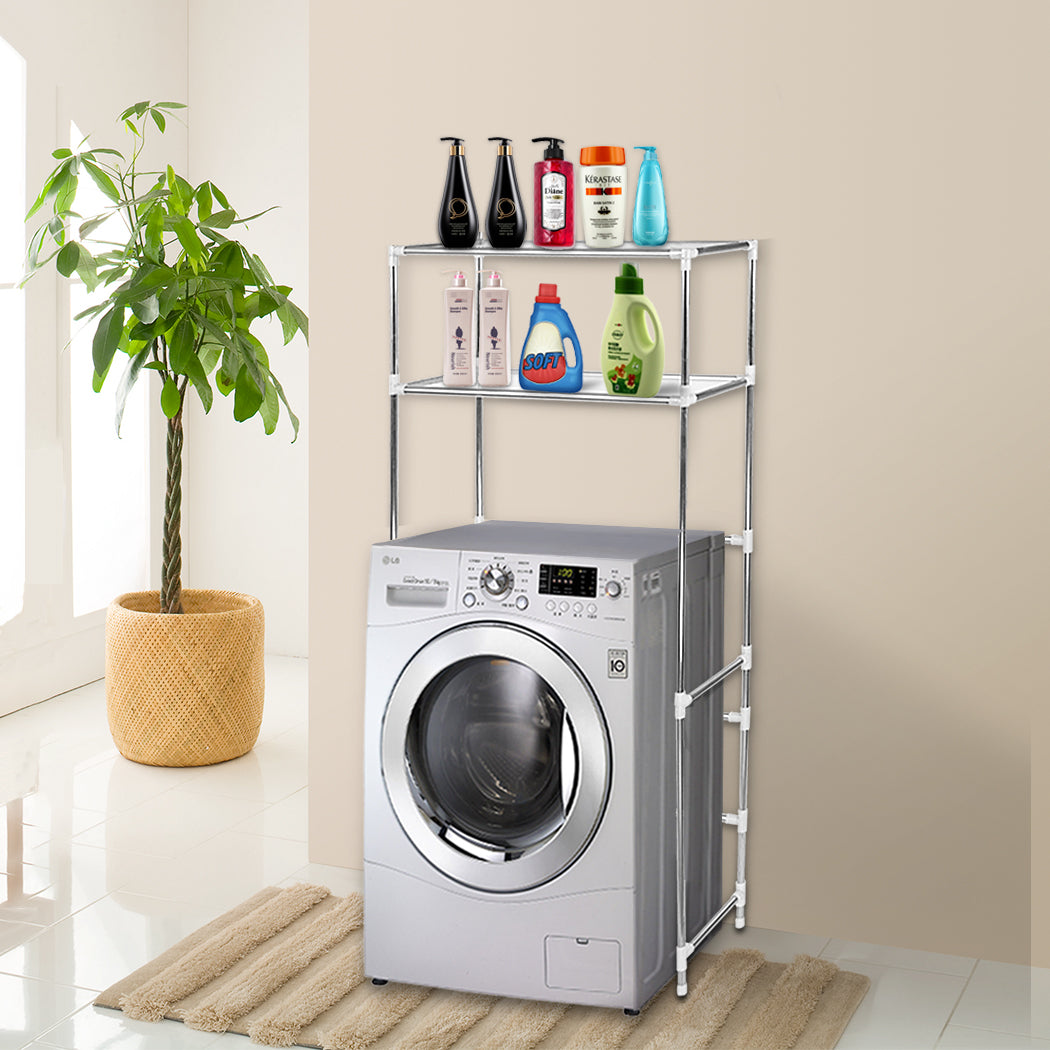 2 Tier Toilet Bathroom Laundry Washing Machine Storage Rack Shelf Unit Organizer