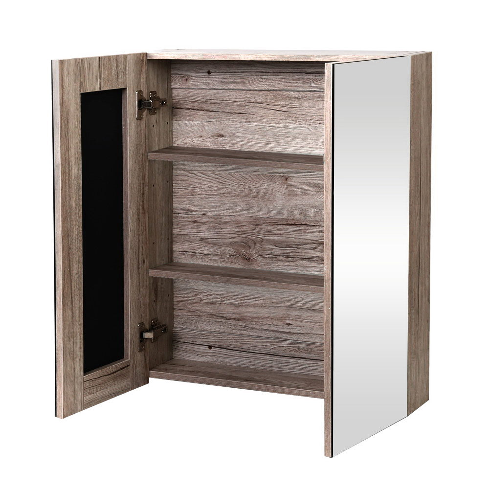 Cefito Bathroom Mirror Cabinet Vanity Medicine Shave Wooden Natural 600mm x720mm