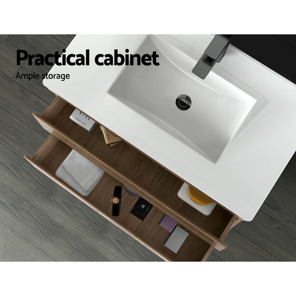 Cefito 900mm Bathroom Vanity Cabinet Wash Basin Unit Sink Storage Wall Mounted Oak White