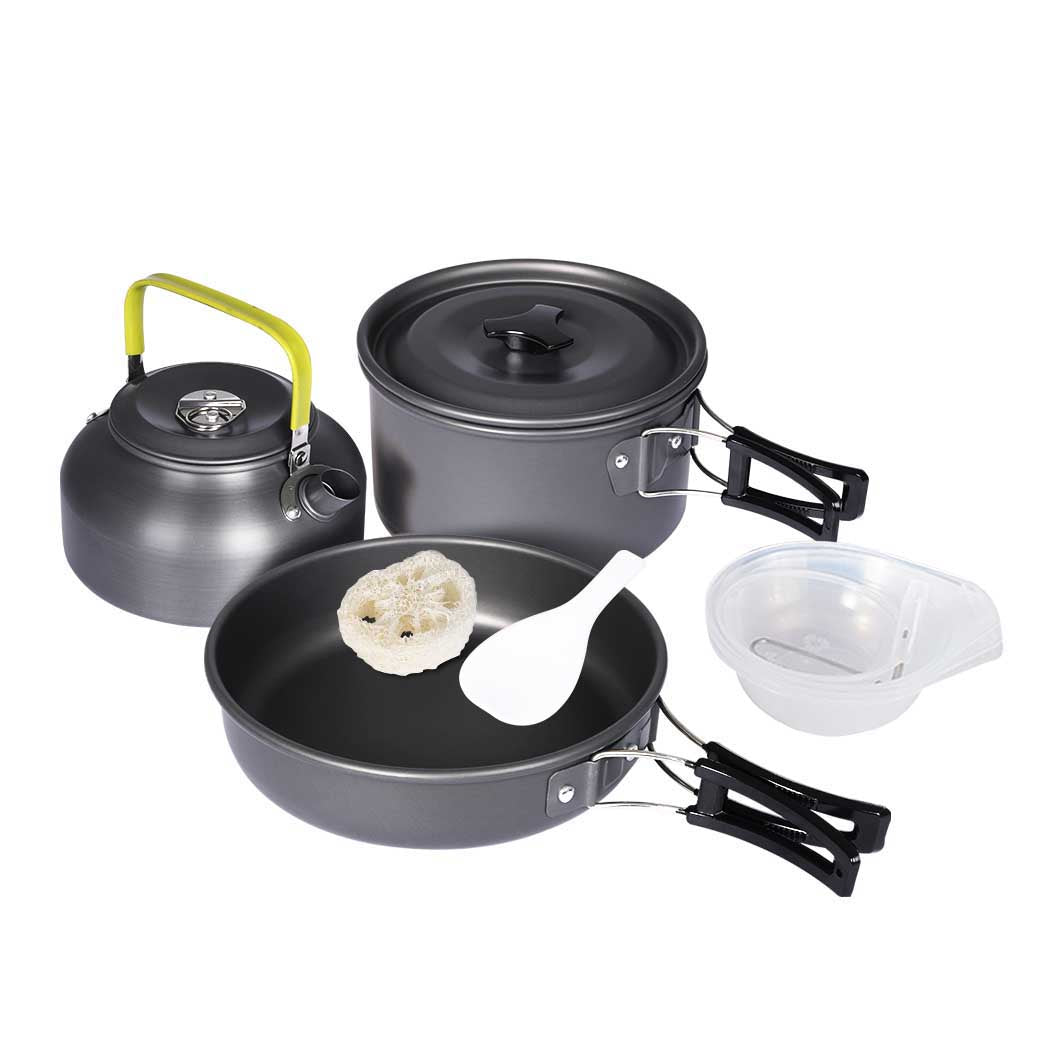 10Pcs Camping Cookware Set Outdoor Hiking Cooking Bowl Pot Pan Portable Picnic