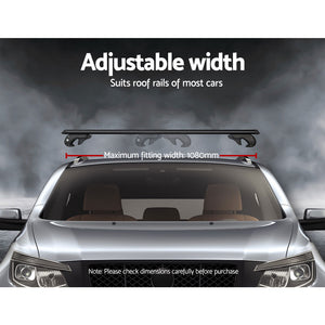 Universal Car Roof Rack 1080mm Cross Bars Aluminium Black Adjustable  Car 90kgs load Carrier