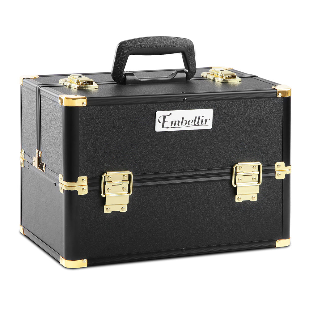 Embellir Portable Cosmetic Beauty Makeup Case - Black &amp; Gold