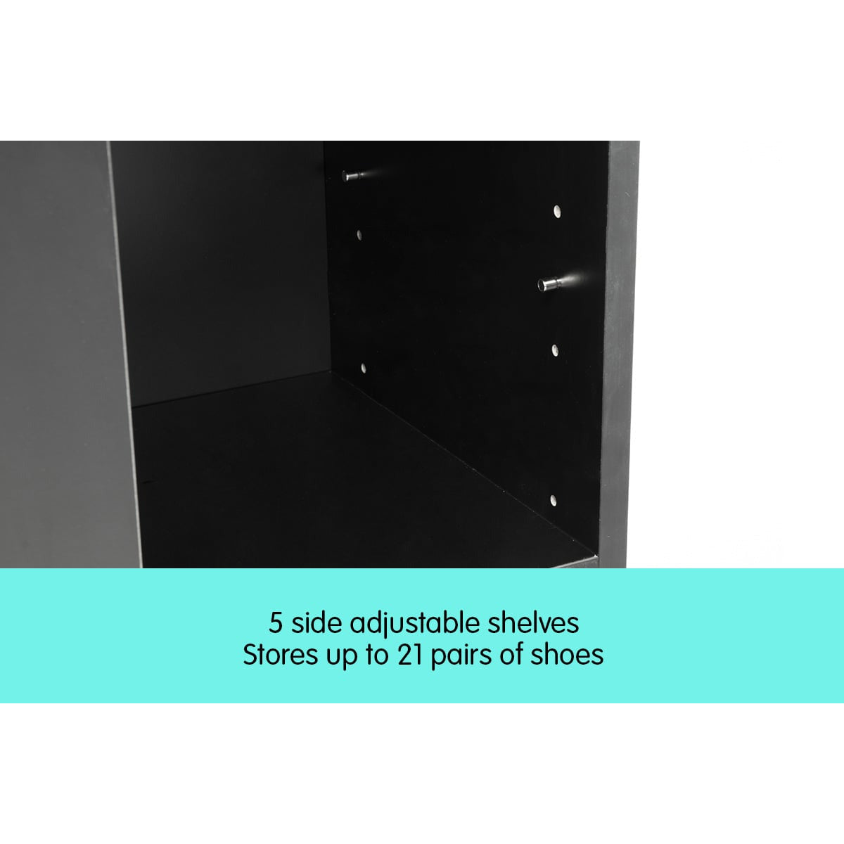 21 Pairs Shoe Cabinet Rack Storage Organiser - 80 x 30 x 90cm - Black