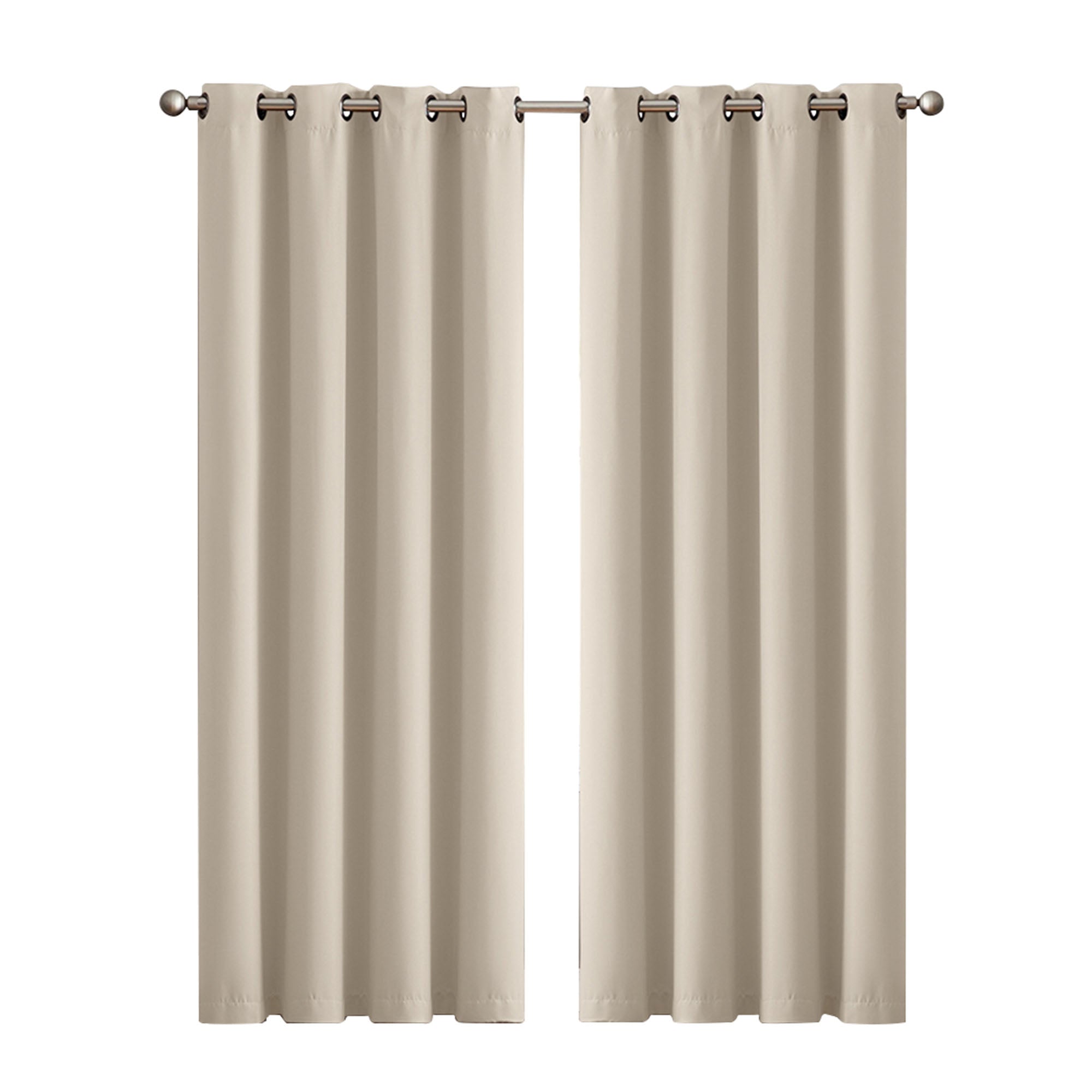 2x Blockout Curtains Panels 3 Layers Eyelet Room Darkening 132x213cm Beige