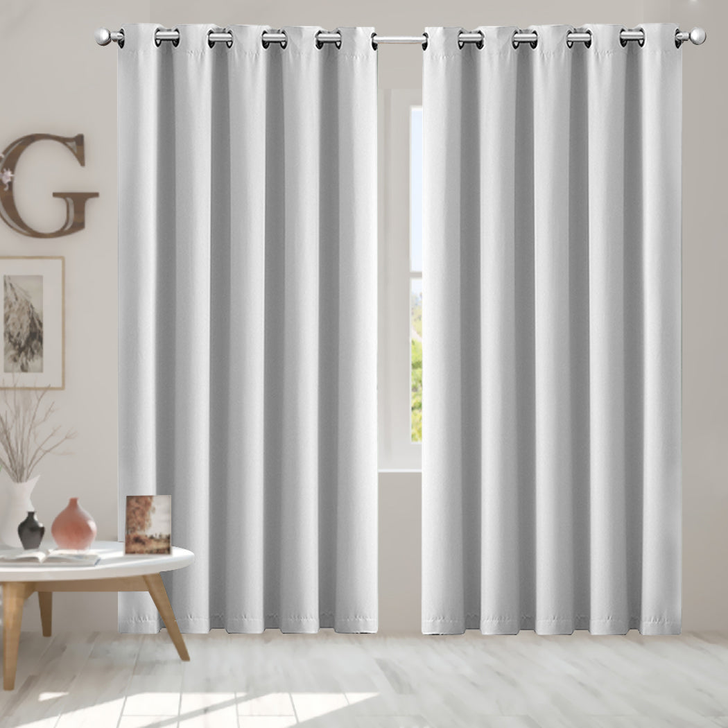 2x Blockout Curtains Panels 3 Layers Eyelet Room Darkening 180x230cm Grey