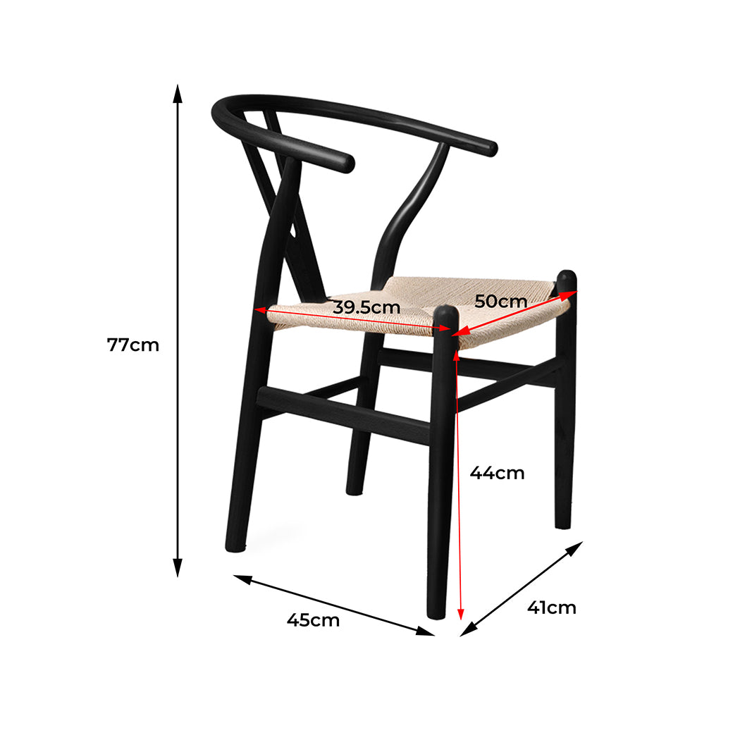 Levede 2x Dining Chairs Wooden Hans Wegner Chair Wishbone Chair Cafe Lounge Seat