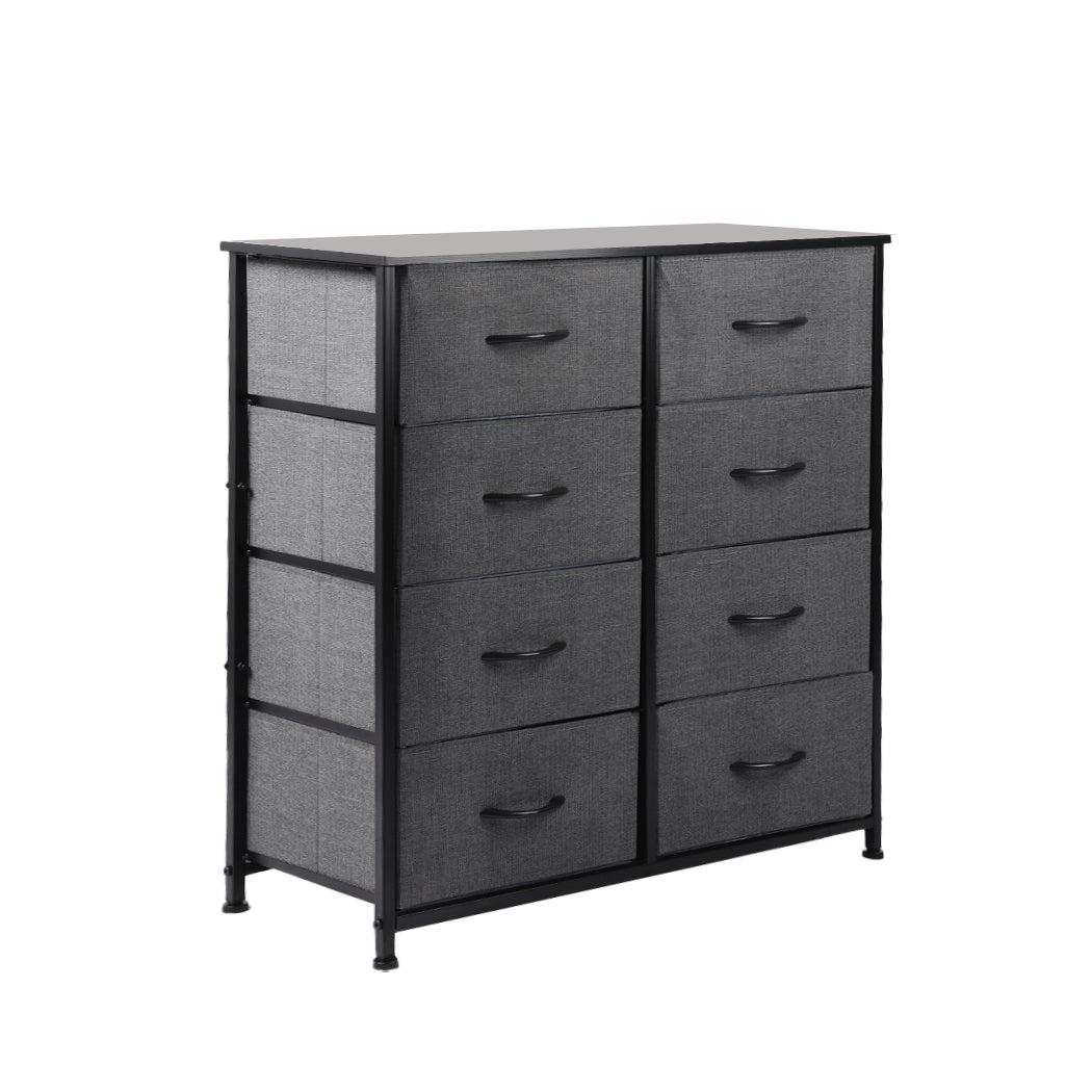 Levede Storage Cabinet Tower Chest of Drawers Dresser Tallboy 8 Drawer Dark Grey
