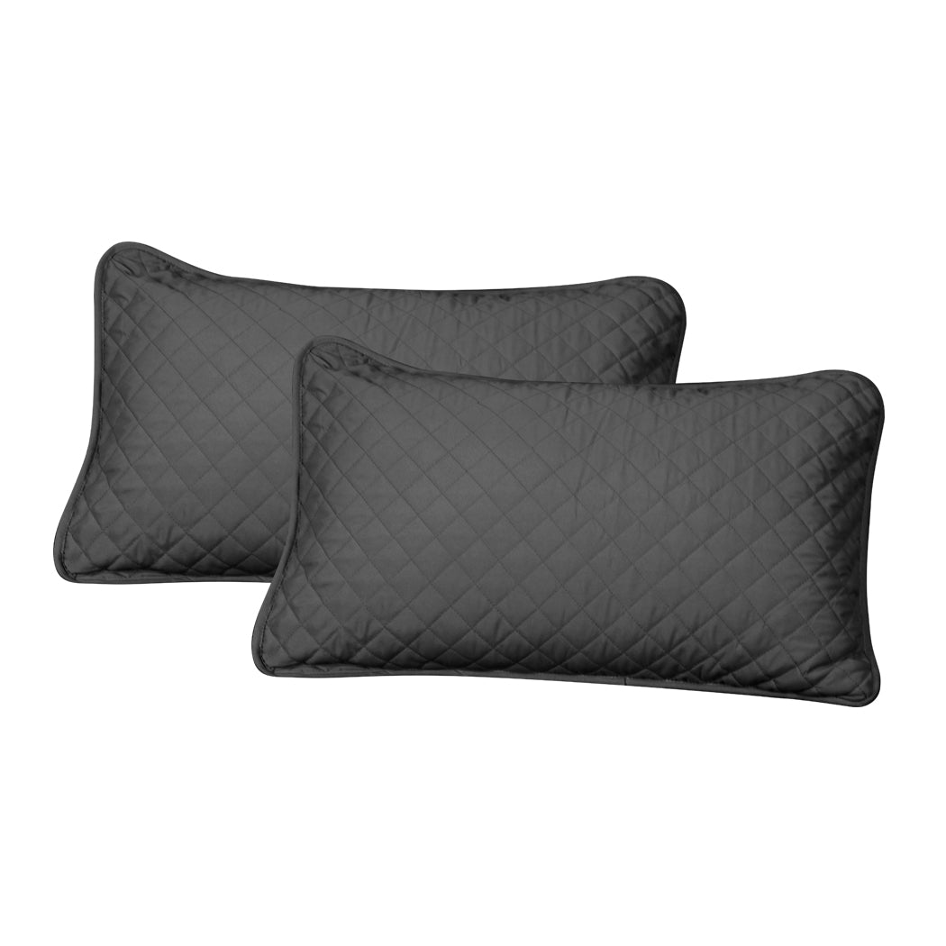 DreamZ Bedspread Coverlet Set Quilted Comforter Soft Pillowcases King Dark Grey