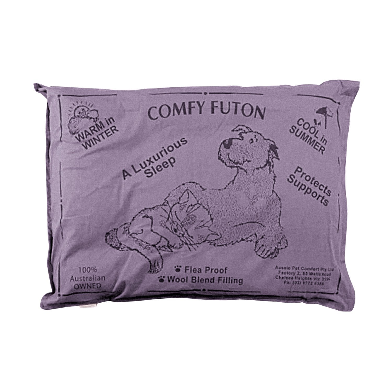 Aussie Made Comfy Pet Futon Dog 74cm Wool Blend Small - Dusk