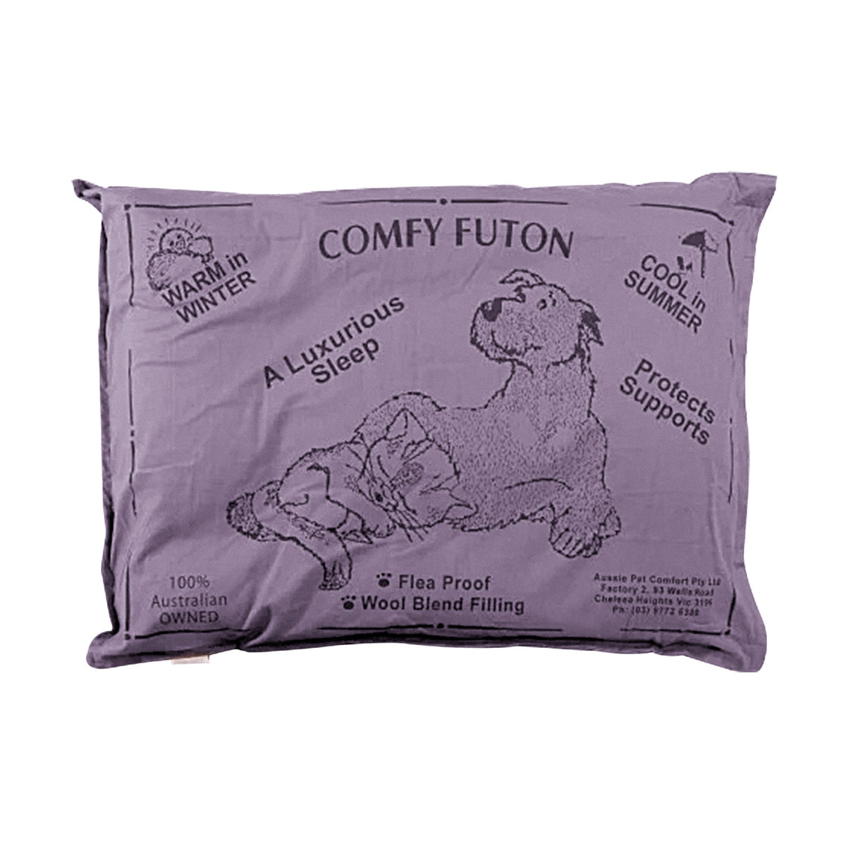 Aussie Made Comfy Pet Futon Dog 90cm Wool Blend Medium - Dusk