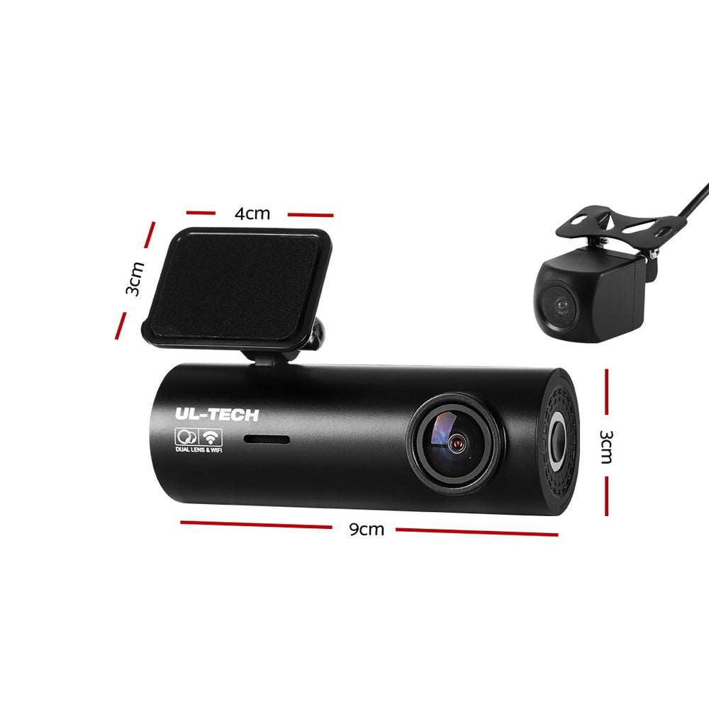 UL-tech 4K Dash Camera Front and Rear Dash Cam DVR WiFi Free Hardwire 64GB Card