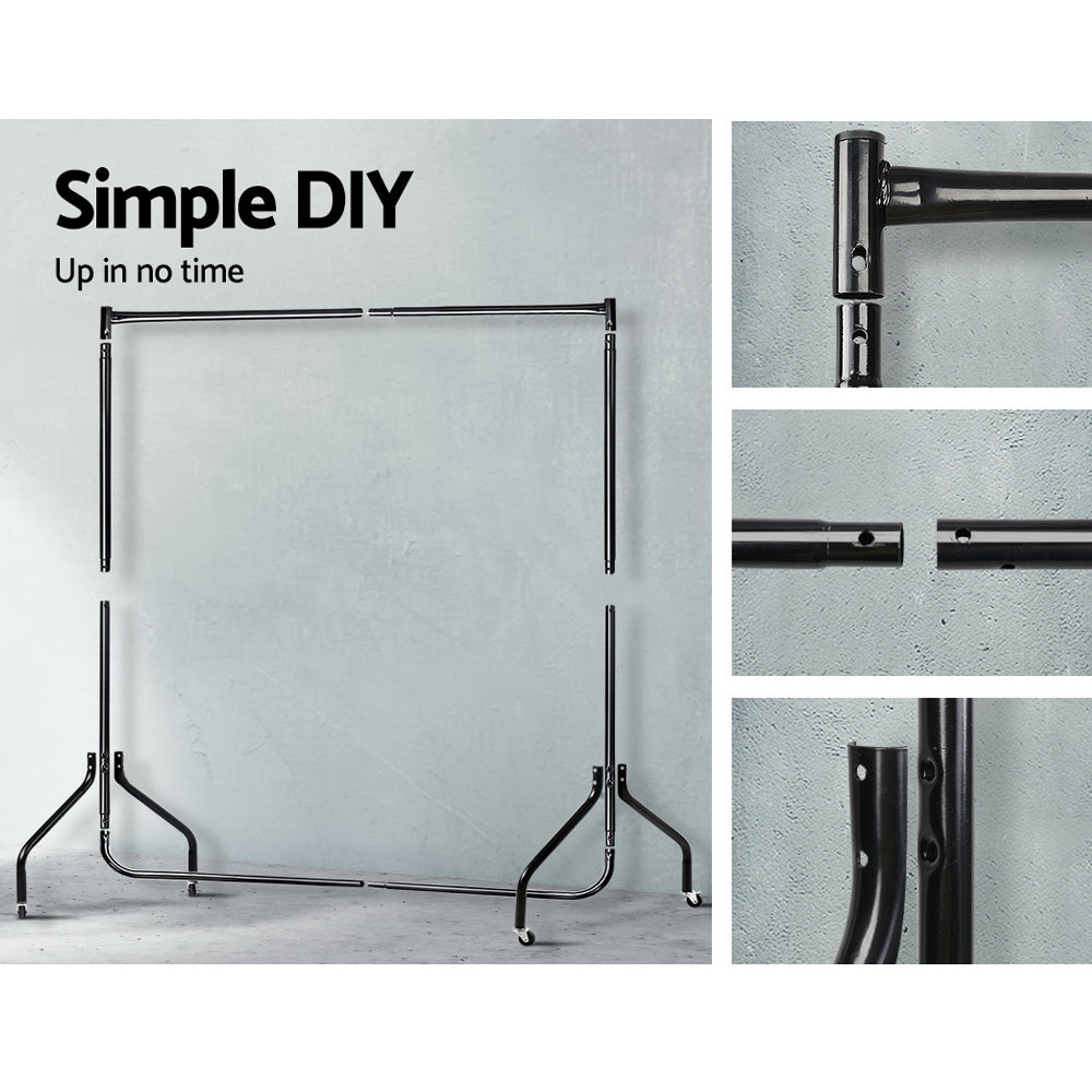 Artiss 6FT Clothes Racks Metal Garment Display Rolling Rail Hanger Airer Stand Portable