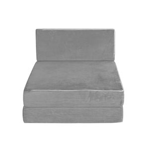 Giselle Bedding Folding Foam Mattress Portable Sofa Bed Lounge Chair Velvet Light Grey