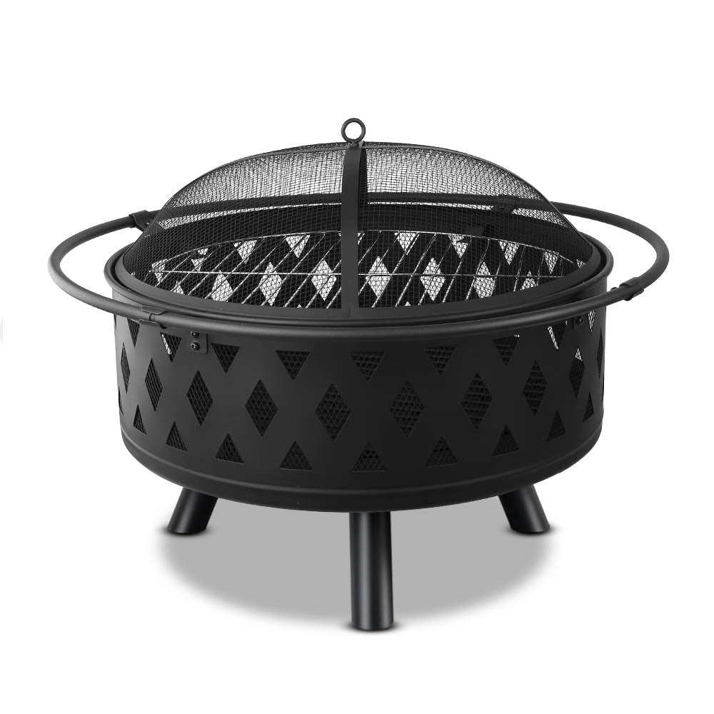 Fire Pit BBQ Charcoal Grill Ring Portable Outdoor Kitchen Fireplace 32&quot;