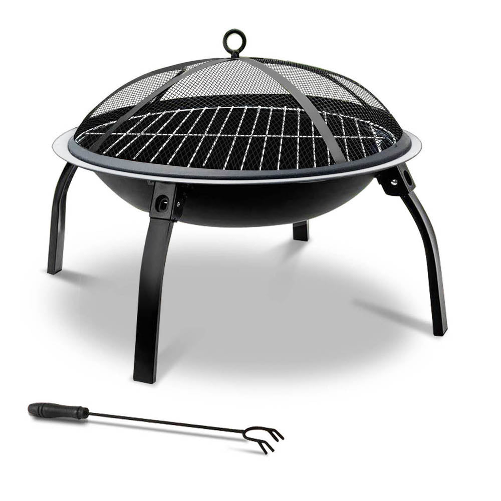 Fire Pit BBQ Charcoal Smoker Portable Outdoor Camping Pits Patio Fireplace 22&quot;