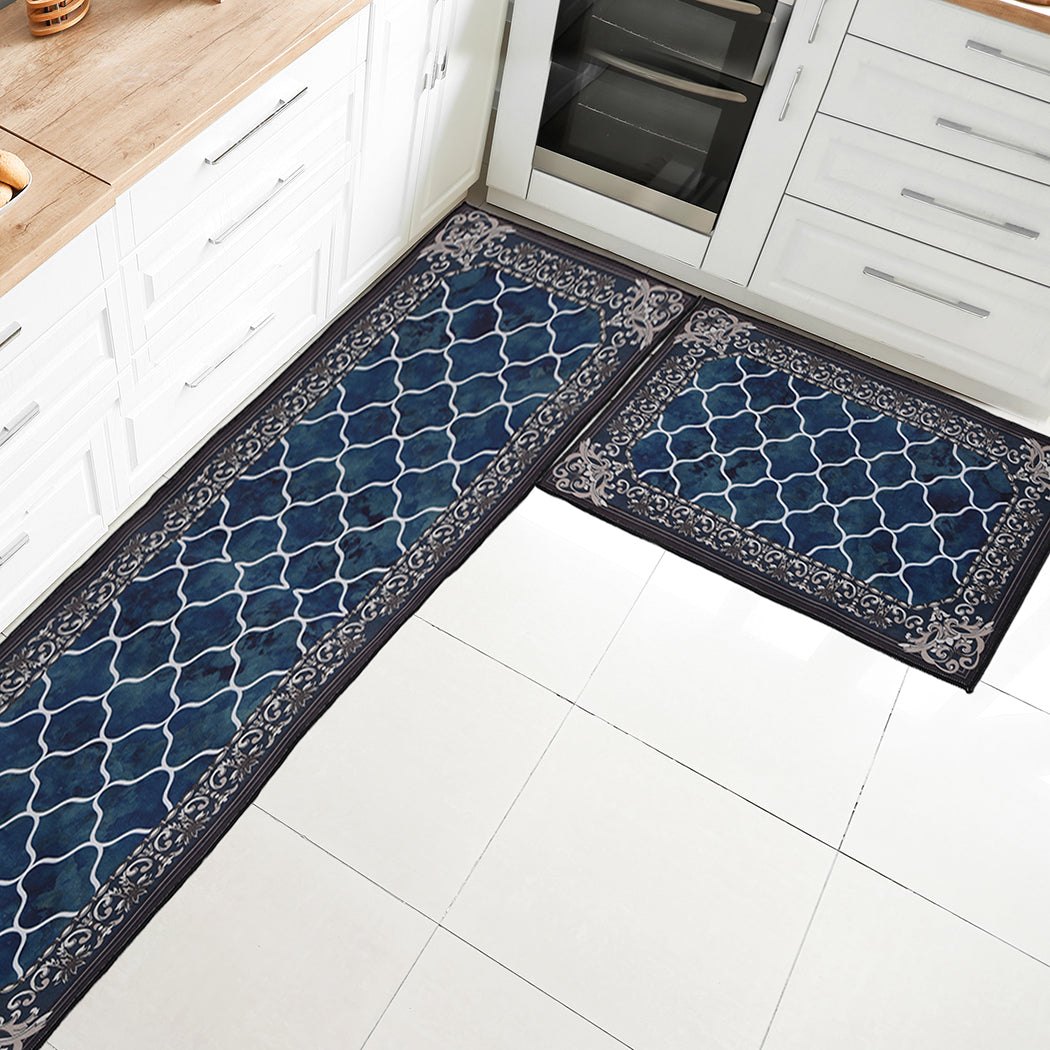 Marlow 2x Kitchen Mat Floor Rugs Area Carpet Non-Slip Door Mat 45x120cm /45x75cm