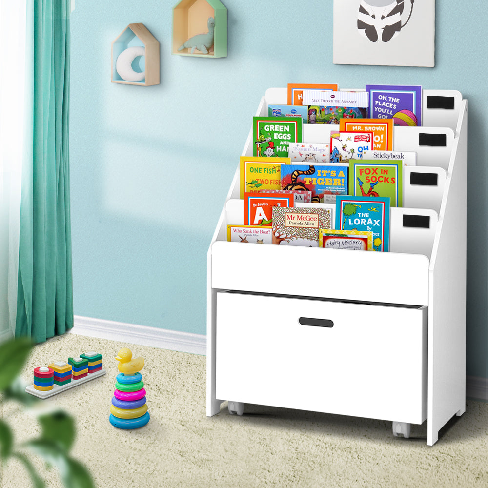 Keezi Kids Bookshelf Storage Organiser Bookcase Drawers Children Display Shelf