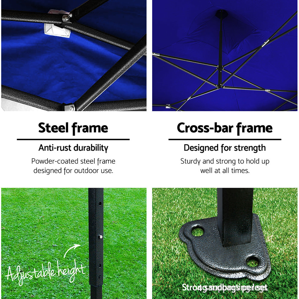 Instahut Gazebo Pop Up Marquee 3x4.5m Folding Wedding Tent Gazebos Shade Blue