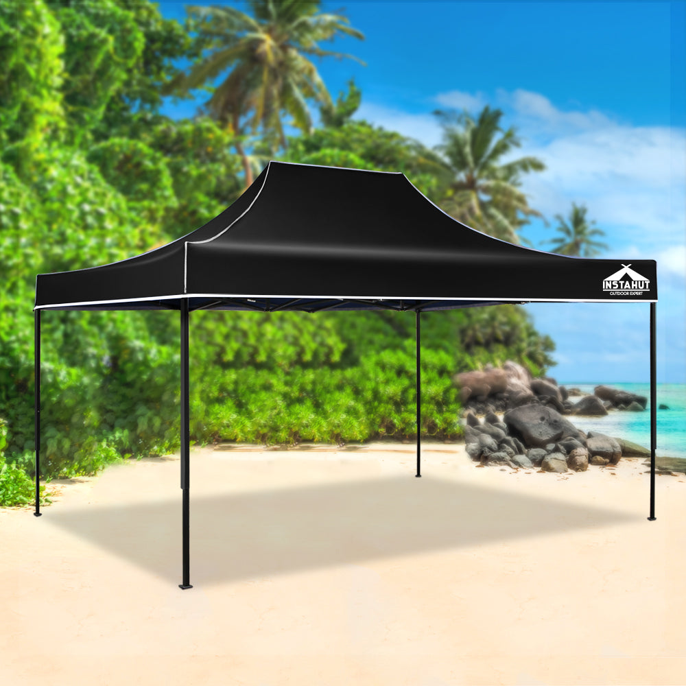 Instahut Gazebo Pop Up Marquee 3x4.5m Outdoor Tent Folding Wedding Gazebos Black