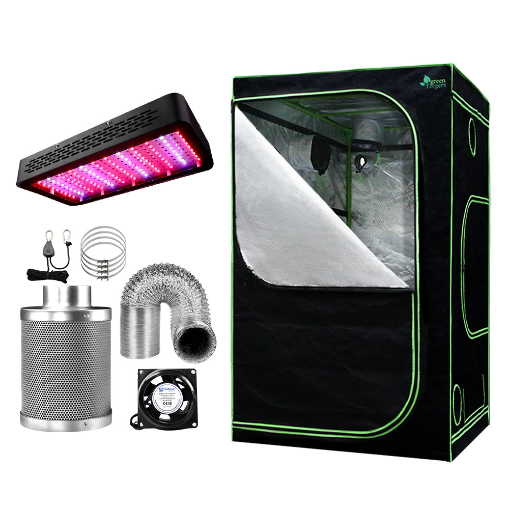 Greenfingers Grow Tent 1200W LED Grow Light 120X120X200cm Mylar 6&quot; Ventilation