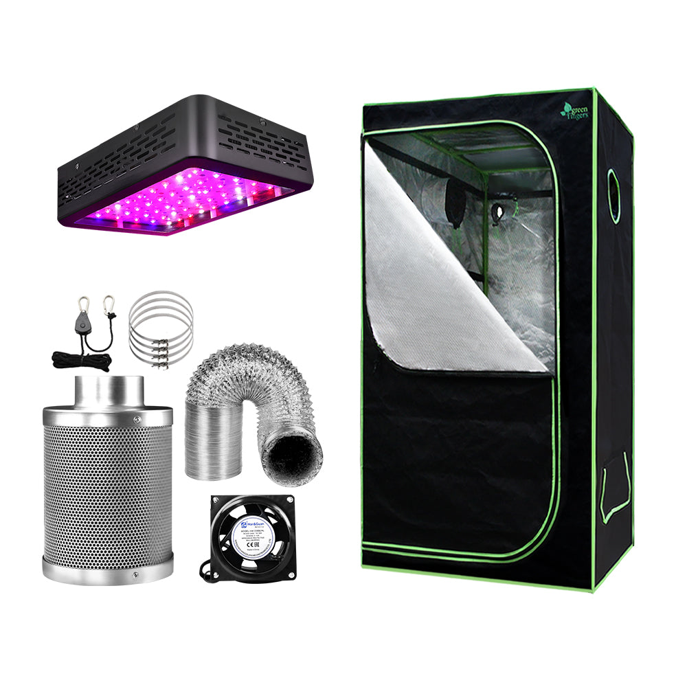 Greenfingers Grow Tent 600W LED Grow Light 60X60X140cm Mylar 4&quot; Ventilation