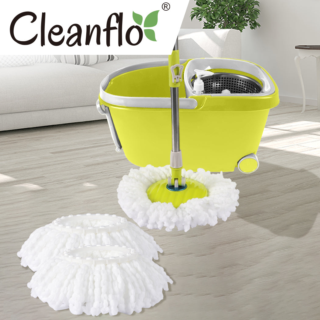 360° Spin Mop Bucket Set Spinning Stainless Steel Rotating Wet Dry Green