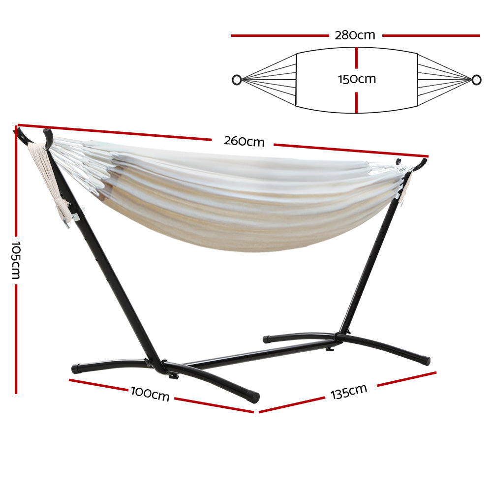 Gardeon Camping Hammock With Stand Cotton Rope Lounge Hammocks Outdoor Swing Bed