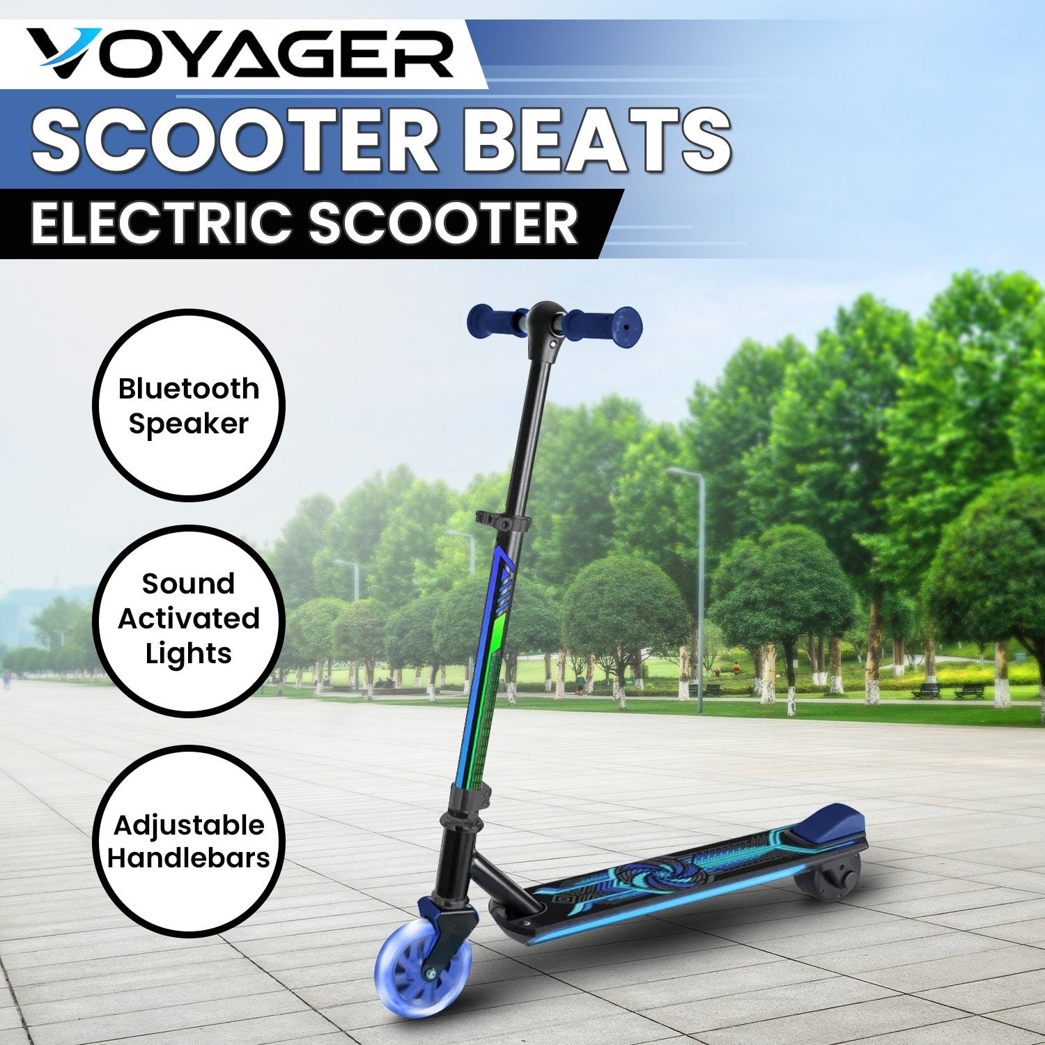 Voyager Scooter Beats Electric Scooter - Blue