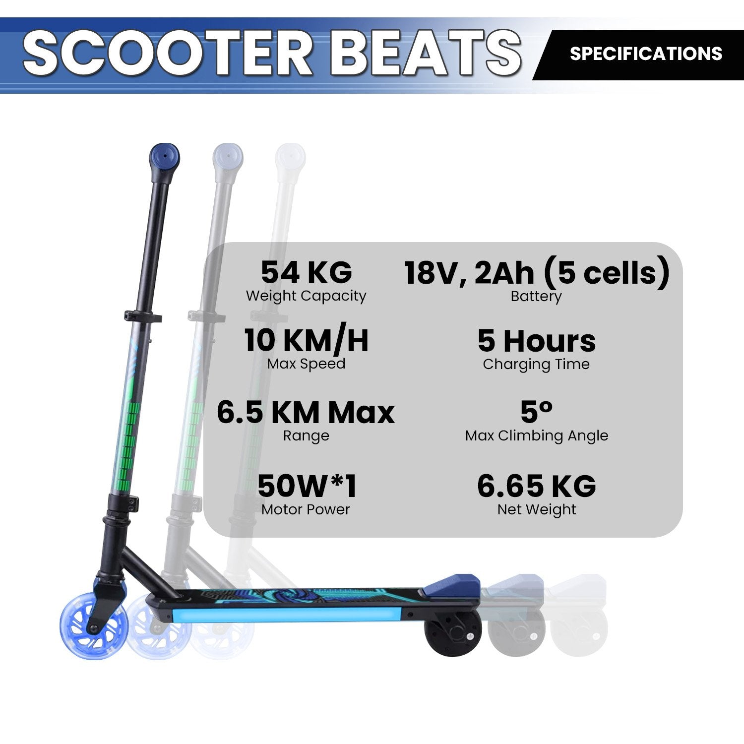 Voyager Scooter Beats Electric Scooter - Blue