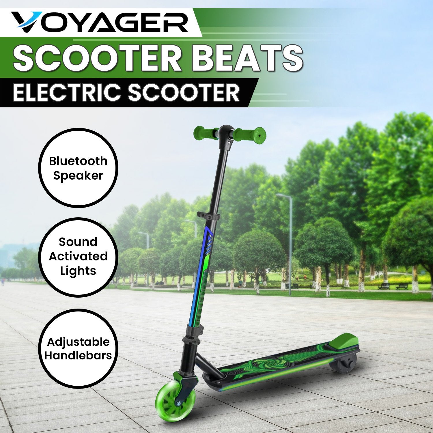 Voyager Scooter Beats Electric Scooter - Green