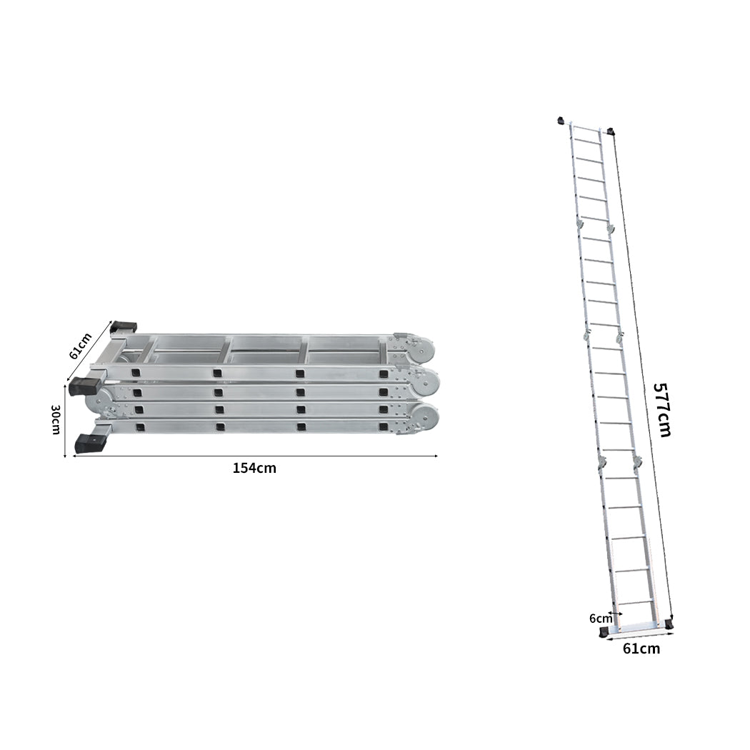 Multi Purpose Ladder 5.7M Aluminium Folding Platform Household Office Extension