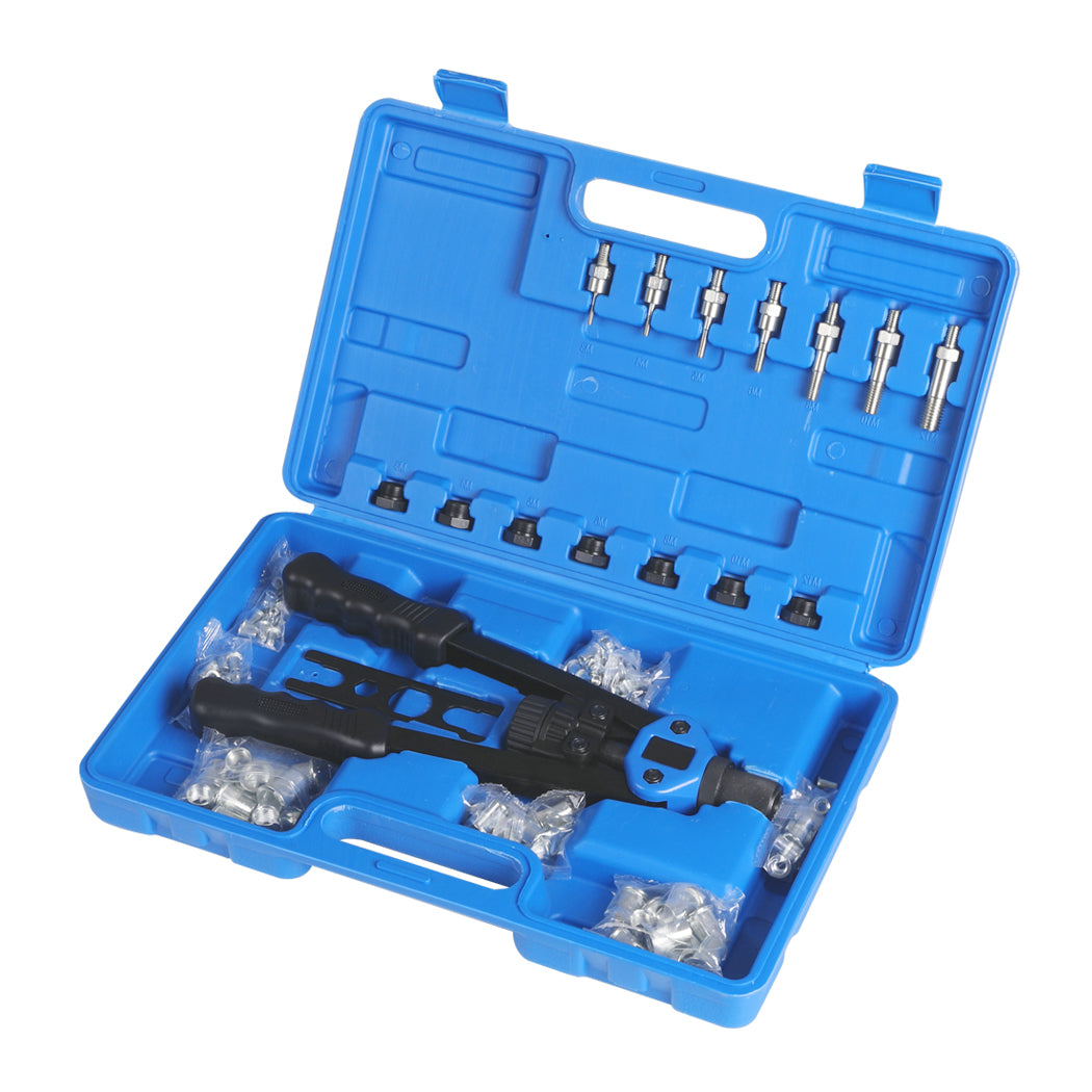 110Pcs Nut Riveter Kit Heavy Duty Mandrels Riveting Gun Tool Kit Thread M3-M12