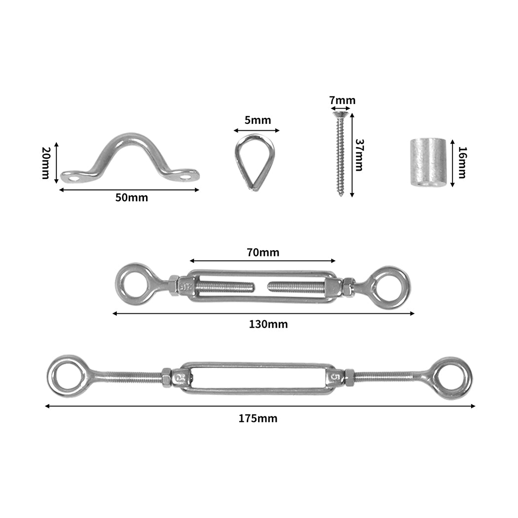 Traderight  Wire Rope DIY Balustrade Kit 10 Set Stainless Steel Grade316 Eye/Eye