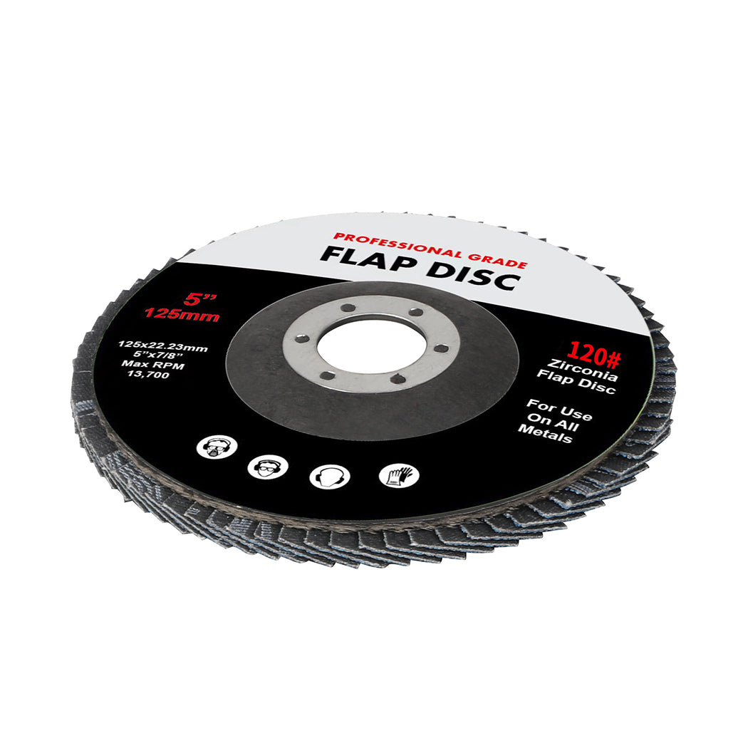 Traderight Flap Discs 125mm 5" Zirconia Sanding Wheel 120 # Sander Grinding x100