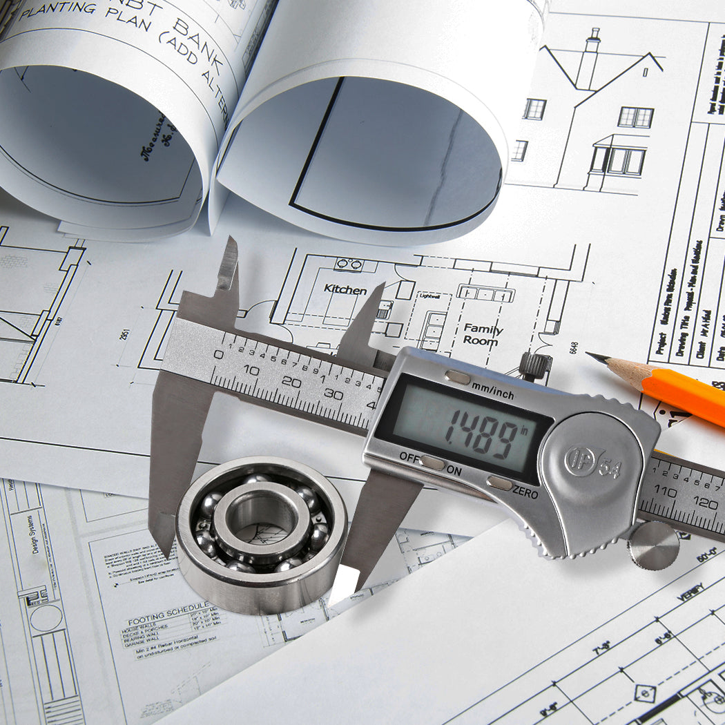 Vernier Caliper Digital Stainless Steel Industrial LCD IP54 Waterproof 150MM