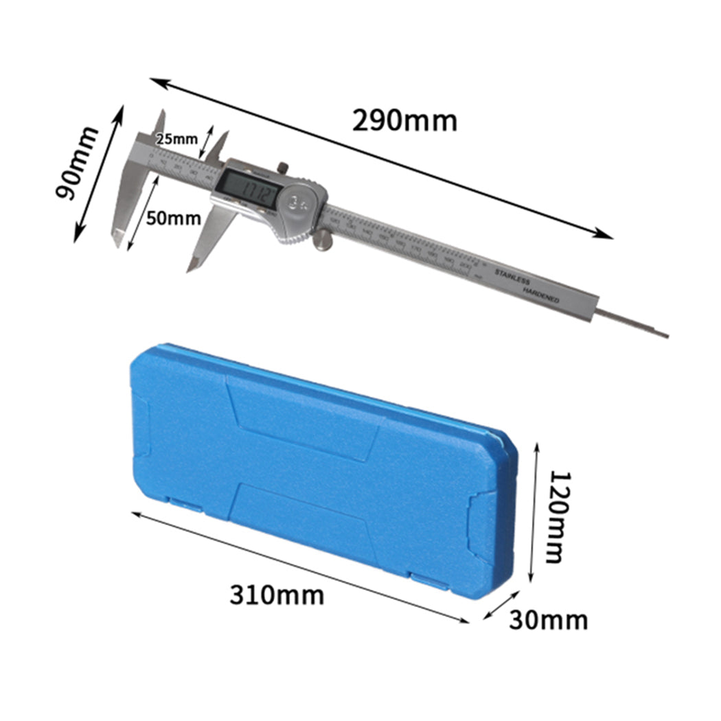 Vernier Caliper Digital Stainless Steel Industrial LCD IP54 Waterproof 200MM